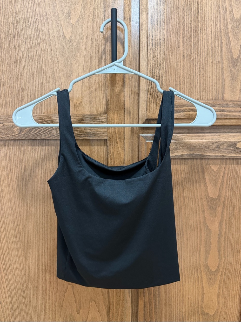 Artfish Black Square Neck Double Layer Crop Tank Top Size Small